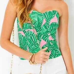 KYLO STRAPLESS STRETCH BUSTIER TOP, CONCH SHELL PINK LETS GO BANANAS